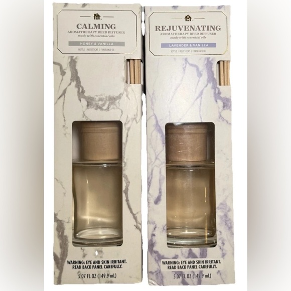 REJUVENATION Essential Oil Aromatherapy Reed Diffusers Lot of 2 Vanilla Calming - Picture 1 of 6